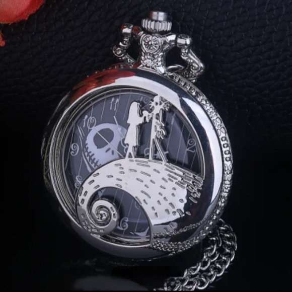 Nightmare Before Christmas Silver Quartz Jack Pocket Watch Pendant w/ 32" Chain - Picture 14 of 14